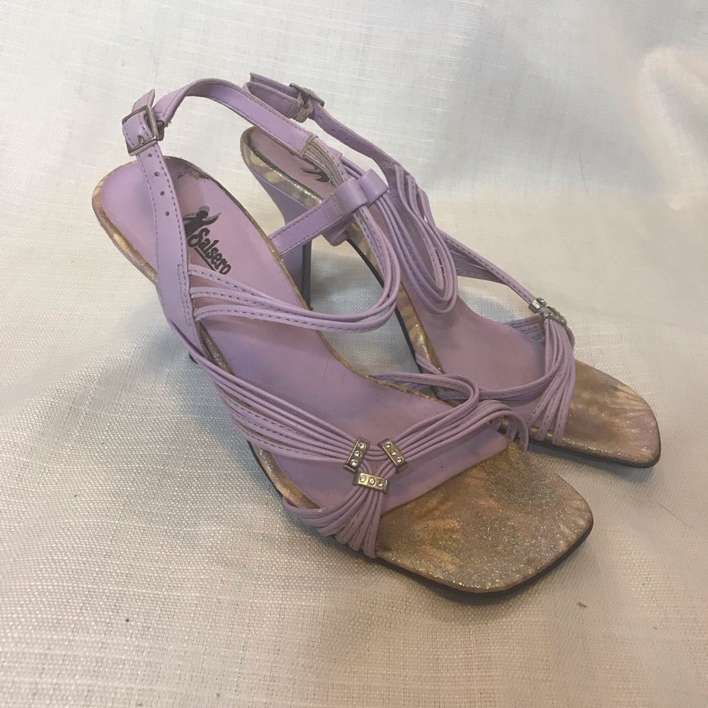 Lilac Open Toe Strapped Heels